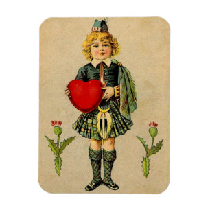 Scottish vintage Valentine and red heart Magnet