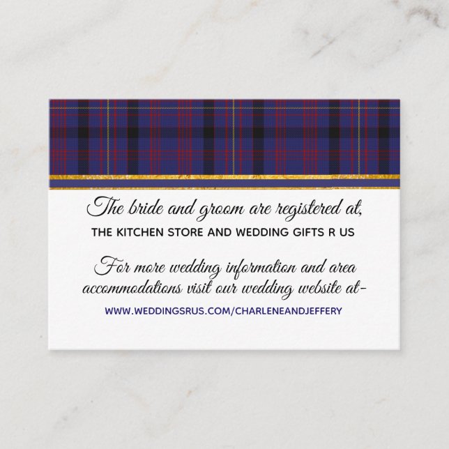 Scottish Wedding Clan Dundonald Information Card (Front)