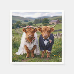 Scottish Wedding Highland Cows Napkins