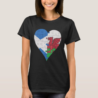 Scottish Welsh Flag Heart T-Shirt