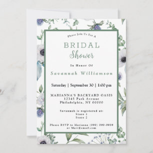 Scottish White Alpine Flowers Bridal Shower Invitation