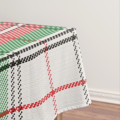 Scottish White Red  Green Plaid Tartan Tablecloth