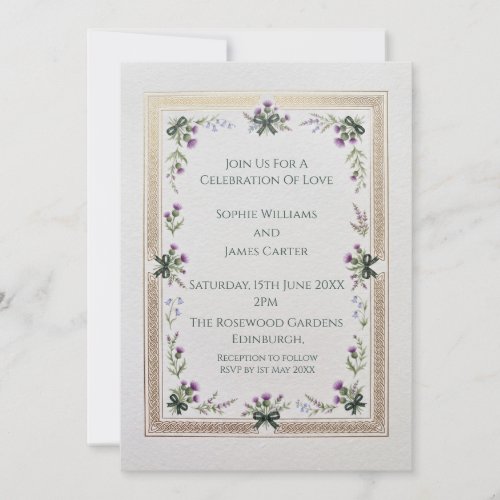 Scottish Wildflower Frame Wedding Invitation