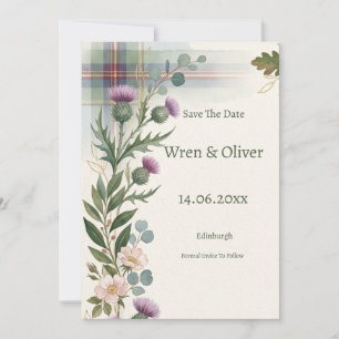 Scottish Wildflower Thistle Tartan Wedding Save th The Date
