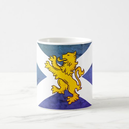 Scottish Yellow Lion Rampant Saltire Scotland Flag Coffee Mug