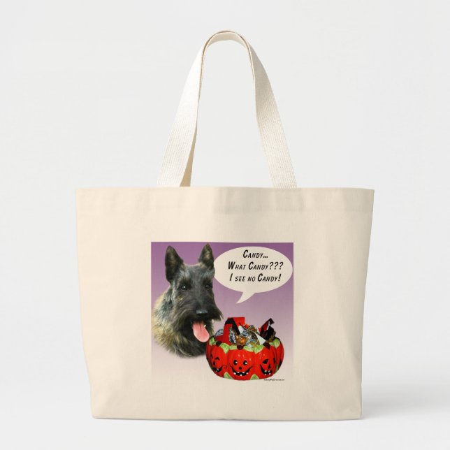 ScottishTerrier Halloween Candy Large Tote Bag (Front)
