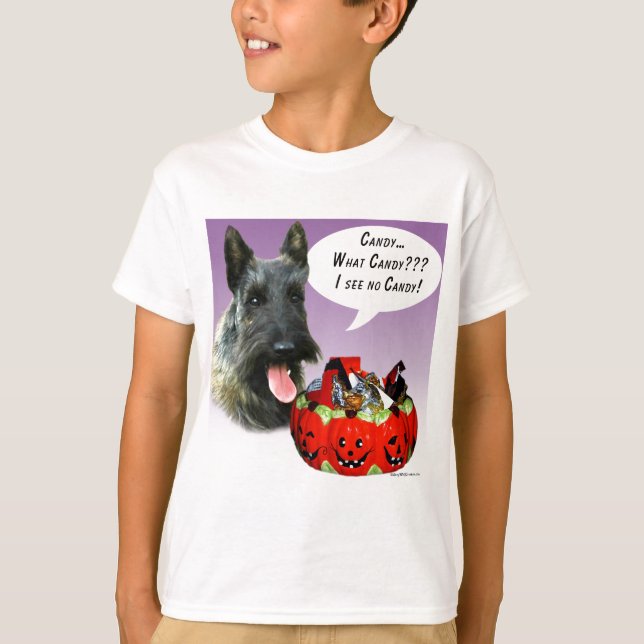 ScottishTerrier Halloween Candy T-Shirt (Front)