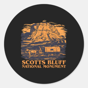 Scotts Bluff National Monument Horse Cart Outfit  Classic Round Sticker