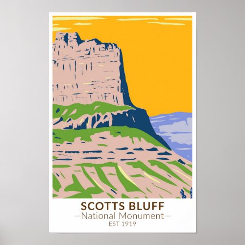 Scotts Bluff National Monument Nebraska Vintage Poster