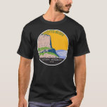 Scotts Bluff National Monument Nebraska Vintage T-Shirt<br><div class="desc">Scotts Bluff vector artwork design. The site protects overland trail remnants,  mixed-grass prairie,  rugged badlands,  towering bluffs and riparian area along the North Platte River.</div>
