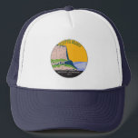 Scotts Bluff National Monument Nebraska Vintage Trucker Hat<br><div class="desc">Scotts Bluff vector artwork design. The site protects overland trail remnants,  mixed-grass prairie,  rugged badlands,  towering bluffs and riparian area along the North Platte River.</div>
