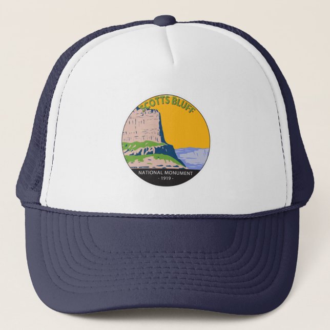 Scotts Bluff National Monument Nebraska Vintage Trucker Hat (Front)