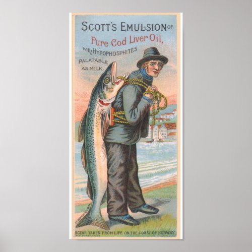 Scotts Cod Liver Oil Vintage Advertisement Poster