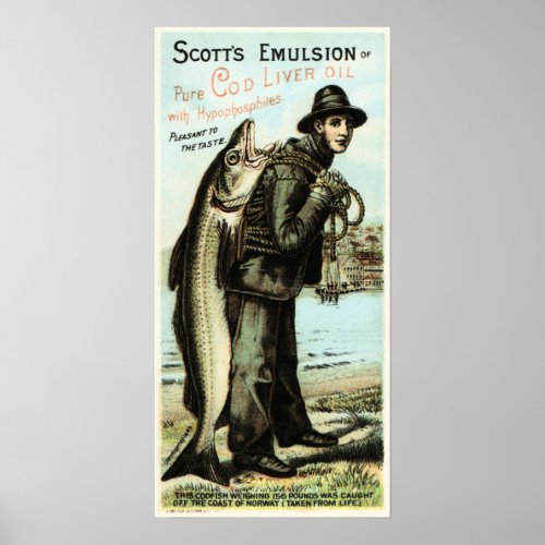 Scotts Emulsion Cod Liver Oil Vintage Advertising Poster