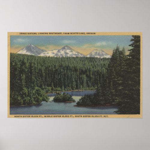 Scotts Lake Oregon _ View of Three Sisters Poster