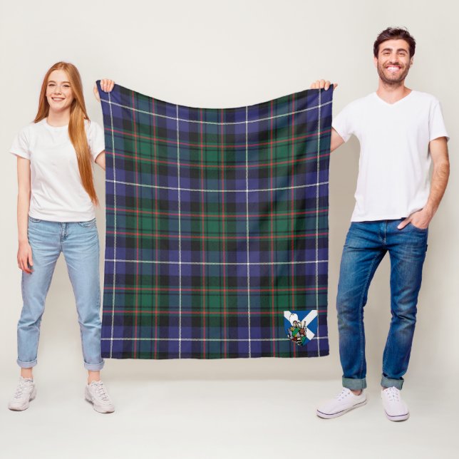 Scotts MacRae Hunting Modern Tartan Plaid Fleece Blanket (In Situ)