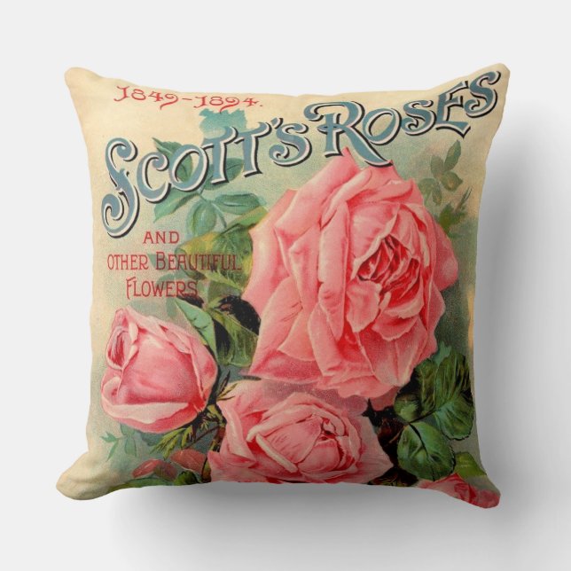 Scotts Roses Advertisement Throw Pillow (Front)
