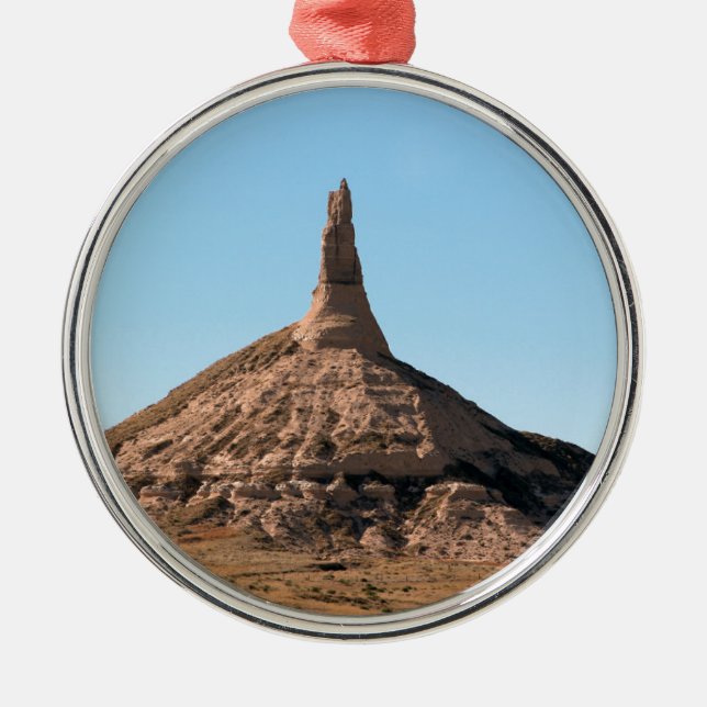 Scottsbluff Nebraska Chimney Rock Spire Metal Ornament (Front)