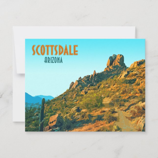 Scottsdale Arizona Cactus and Mountain Flat Card (Front)