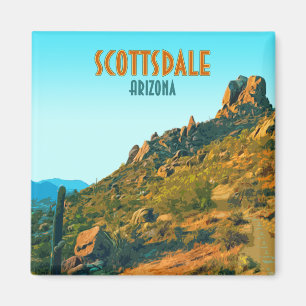 Scottsdale Arizona Cactus and Mountain Vintage Magnet