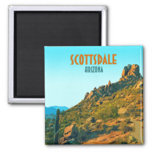 Scottsdale Arizona Cactus and Mountain Vintage Magnet