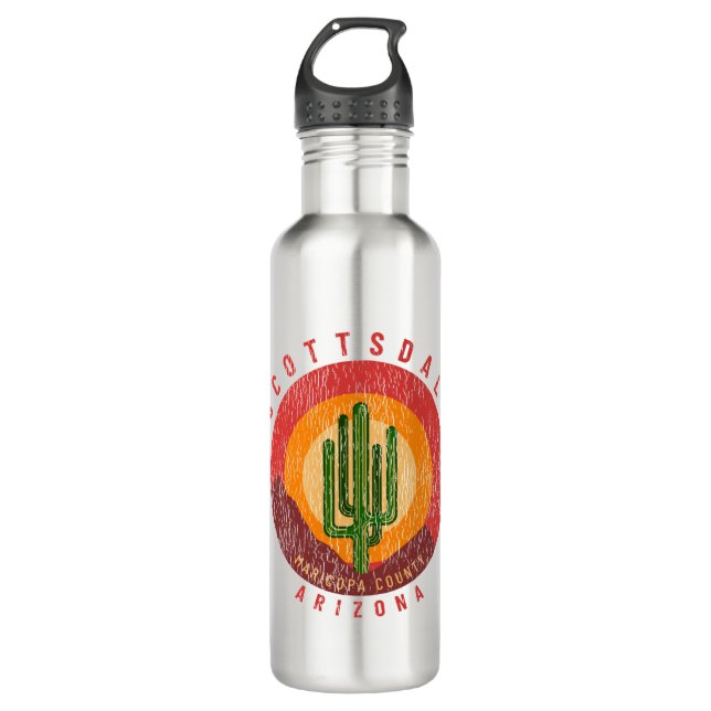 Scottsdale Arizona Cactus Mountains Stainless Steel Water Bottle (Front)