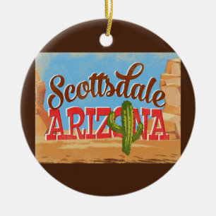 Scottsdale Arizona Cartoon Desert Vintage Travel Ceramic Ornament