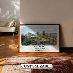 Scottsdale Arizona Poster, Watercolor, Custom Poster