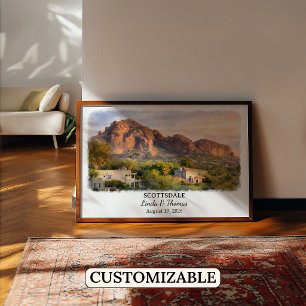 Scottsdale Arizona Poster, Watercolor, Custom Poster