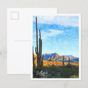 Scottsdale Arizona Watercolor Illustration Postcard