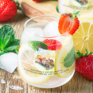 Scottsdale AZ Monogram Bachelorette Stemless Wine Glass