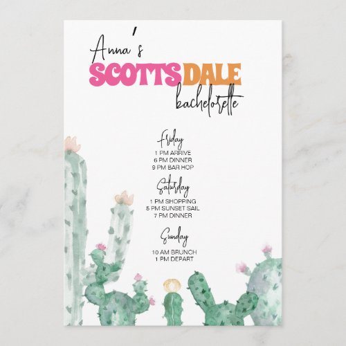 Scottsdale Bachelorette Itinerary Program