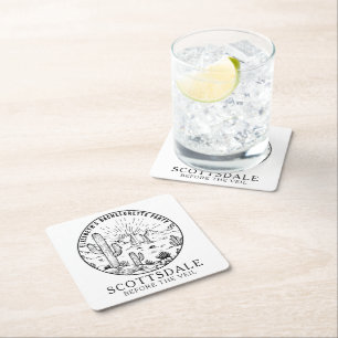 Scottsdale Bachelorette Party Favor Custom Square Paper Coaster