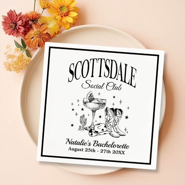 Scottsdale Bachelorette Party Vintage Black Paper Napkins (Creator Uploaded)