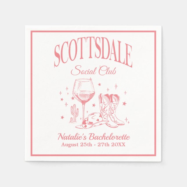 Scottsdale Bachelorette Party Vintage Paper Napkins (Front)