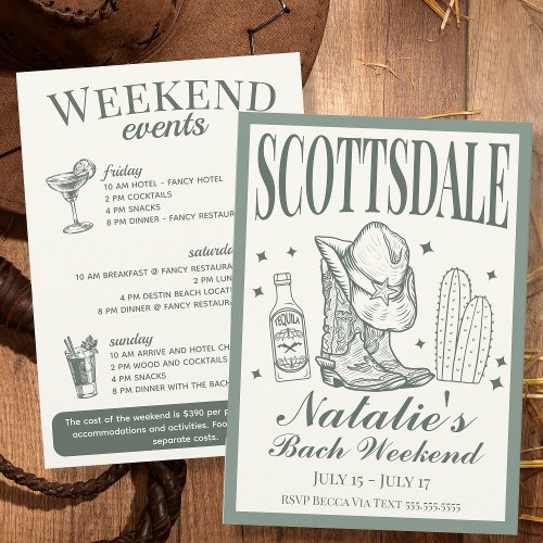 Scottsdale Bachelorette Social Cocktail Itinerary Invitation