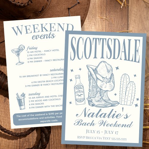 Scottsdale Bachelorette Social Cocktail Itinerary Invitation