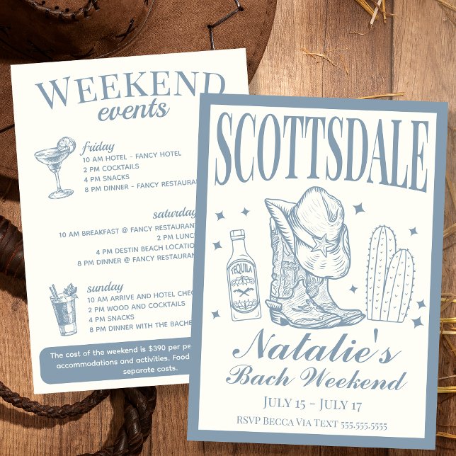 Scottsdale Bachelorette Social Cocktail Itinerary Invitation (Creator Uploaded)