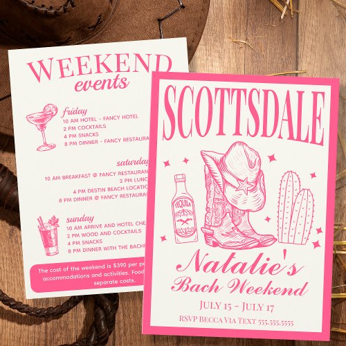 Scottsdale Bachelorette Social Cocktail Itinerary Invitation