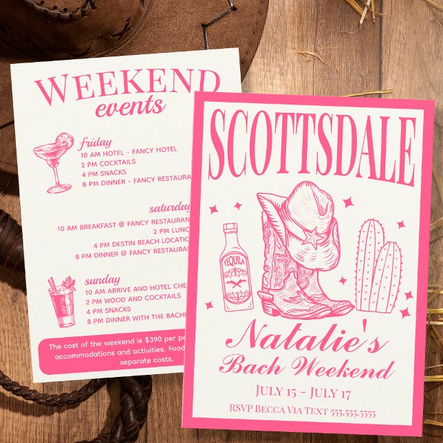 Scottsdale Bachelorette Social Cocktail Itinerary Invitation (Creator Uploaded)