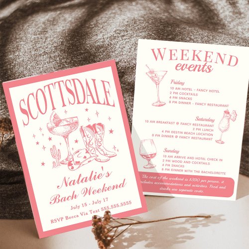Scottsdale Bachelorette Social Cocktail Itinerary Invitation