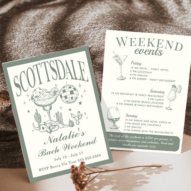 Scottsdale Bachelorette Social Cocktail Itinerary Invitation (Creator Uploaded)