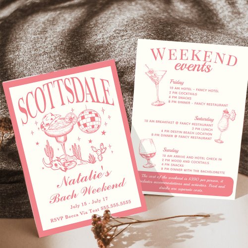 Scottsdale Bachelorette Social Cocktail Itinerary Invitation