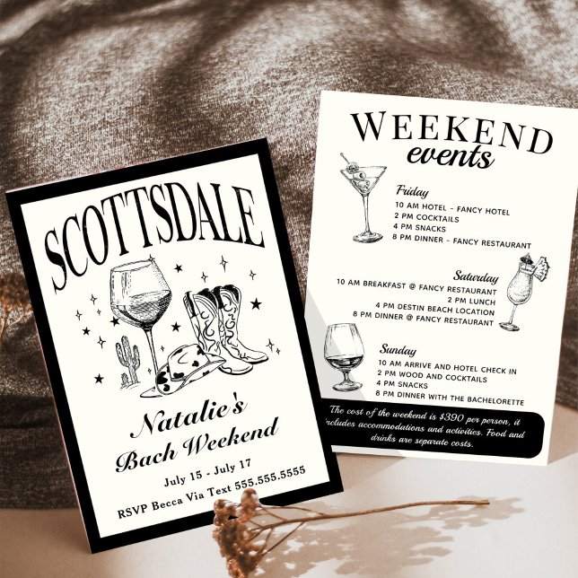 Scottsdale Bachelorette Social Cocktail Itinerary Invitation (Creator Uploaded)