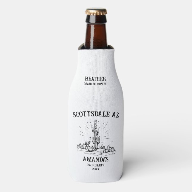 Scottsdale Bachelorette Weekend Wedding Beer Bottle Cooler (Bottle Front)