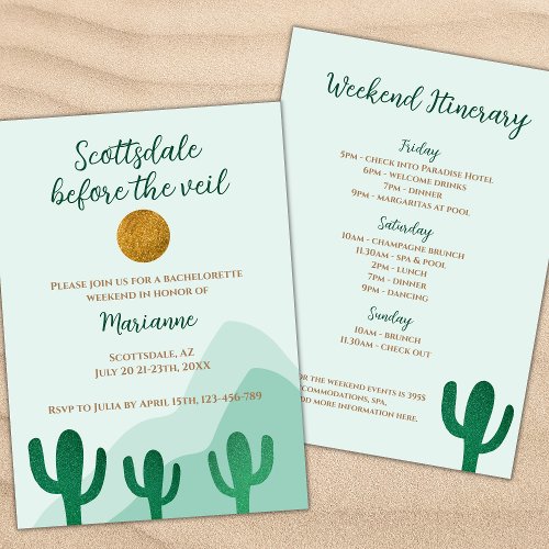 Scottsdale Before The Veil Cactus Bachelorette Invitation