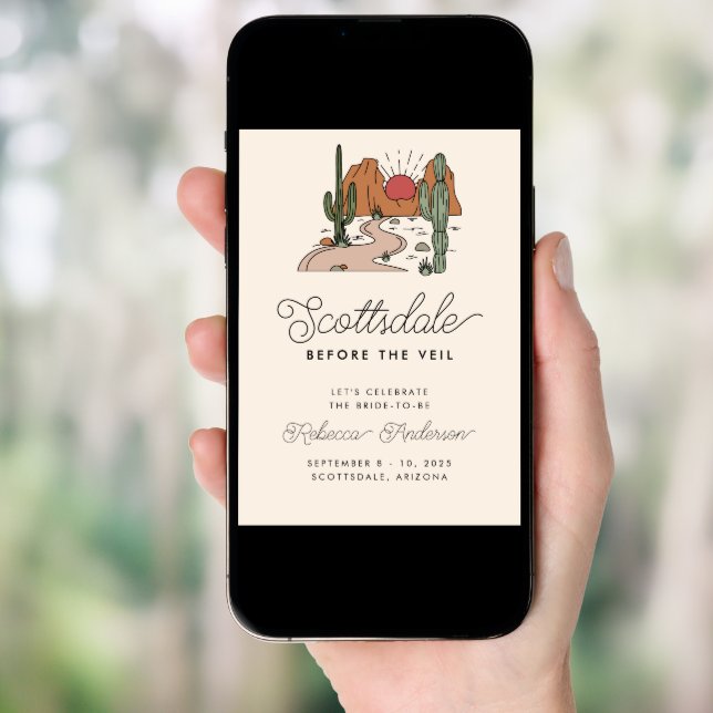 Scottsdale before the veil Desert Bachelorette Invitation (Front Digital)