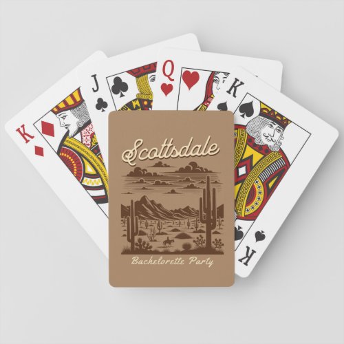 scottsdale desert bachelorette party retro brown poker cards