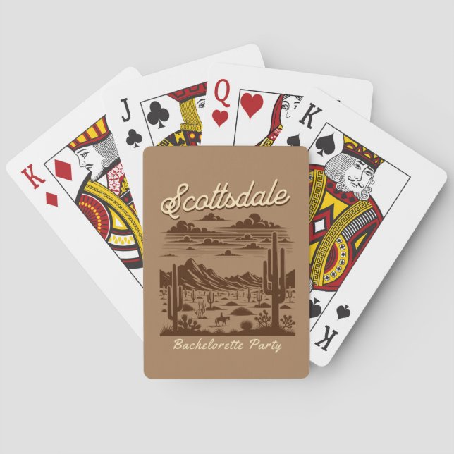 scottsdale desert bachelorette party retro brown poker cards (Back)