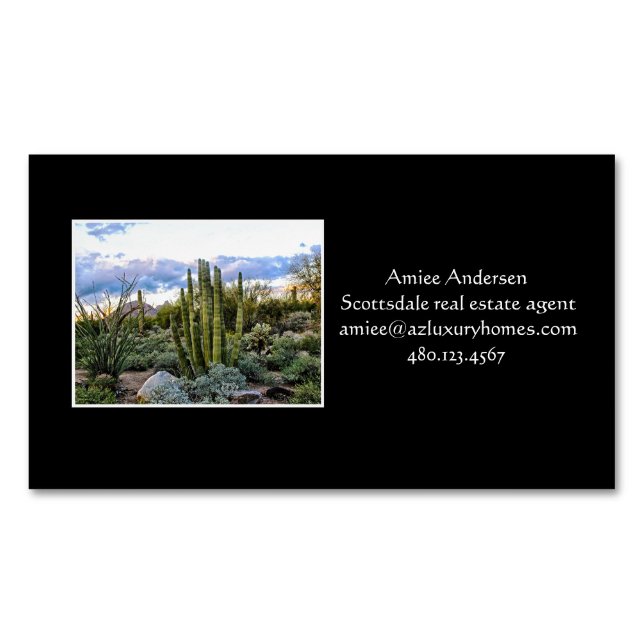 Scottsdale Succulent Sunset Business Card Magnet (Front)